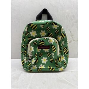 Bungalow 360 Adult Mini Green Backpack Bumblebees Flowers Durable Cotton Canvas